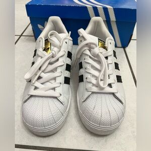 Adidas Kids White and Black Superstar Sneakers